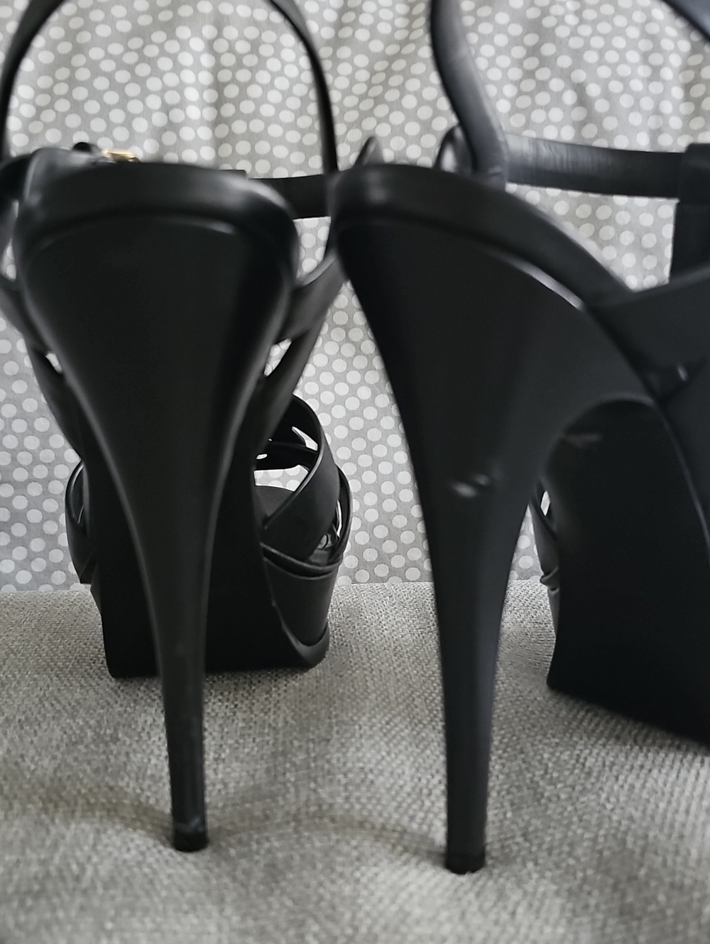 Saint Laurent Black Braided Platform Sandals with Gold-tone Buckles - Picture 7 of 13